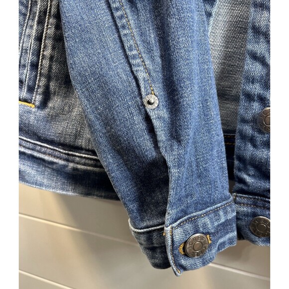 J Crew Denim Trucker Jacket Y2K Small Womens Med Wash Blue Stretch Cotton Blend - Picture 4 of 12